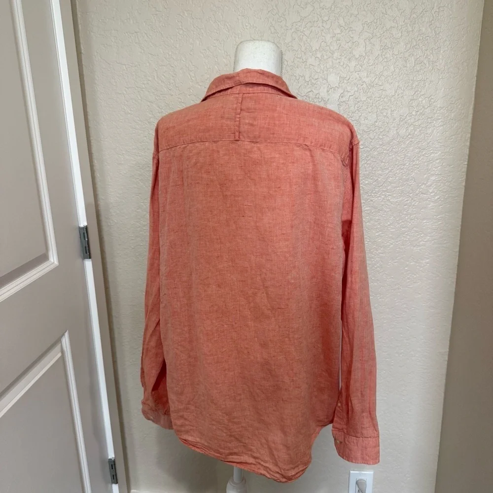 Banana Republic Linen-Cotton Blend Untucked Slim Fit Size XL in Corral Orange